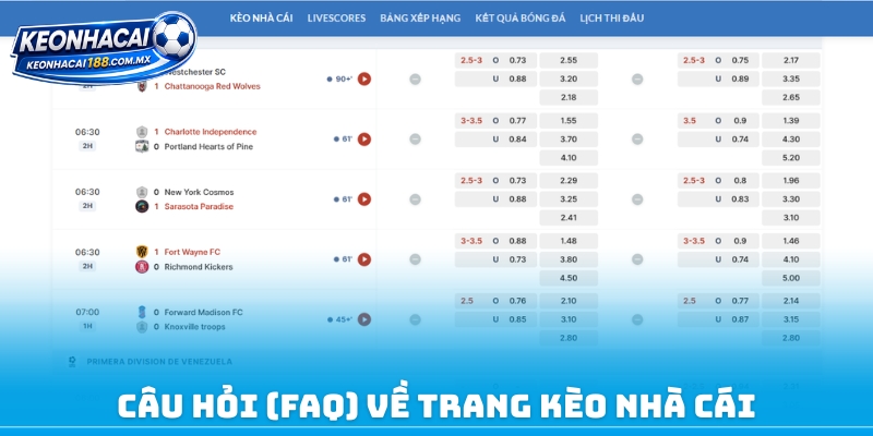 Câu hỏi (FAQ) về trang kèo nhà cái